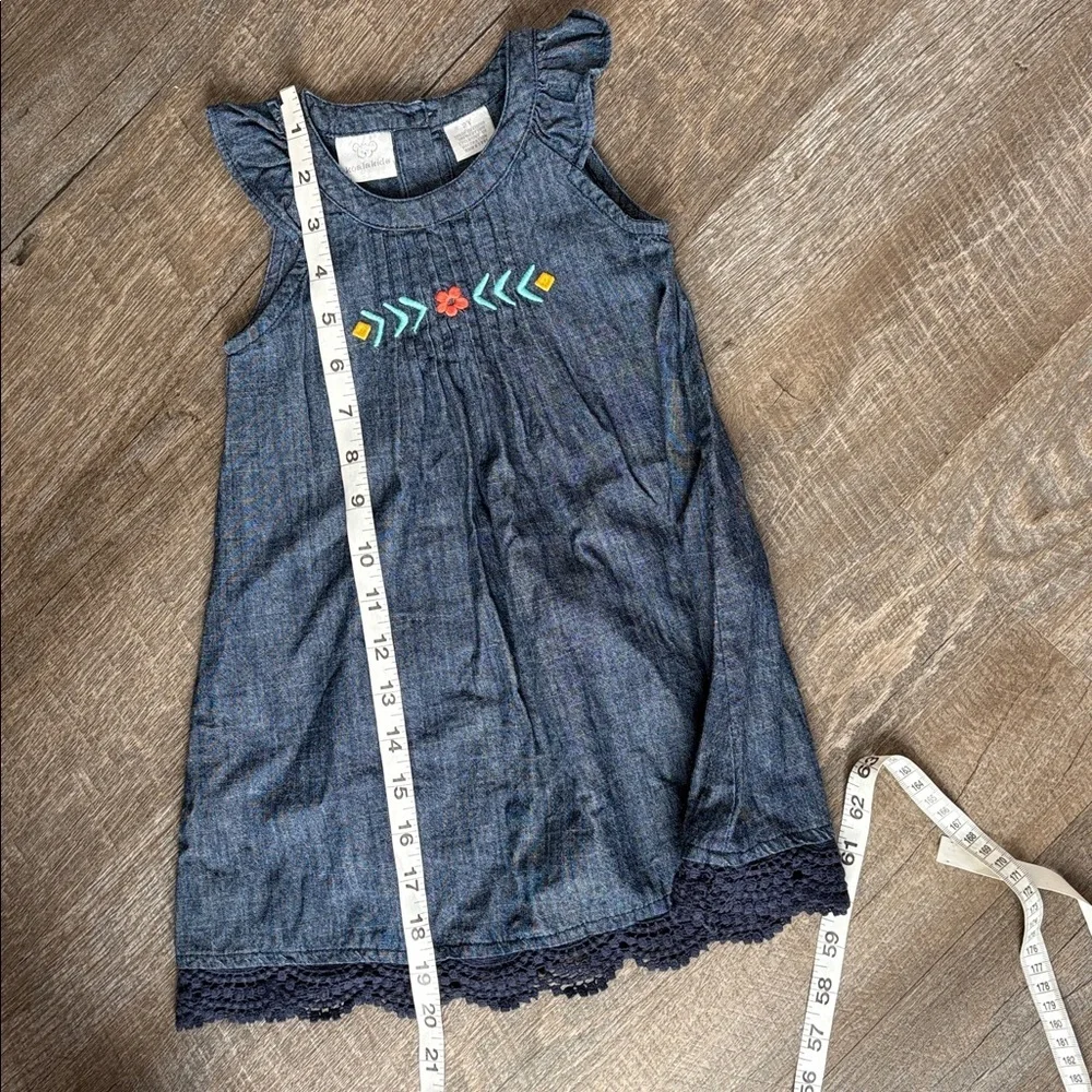 Koala Kids Chambray Denim Southwest Embroidered Dress size 2T Crochet Trim